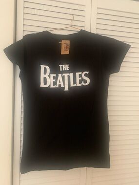 The Beatles Black T-Shirt with White Apple Logo